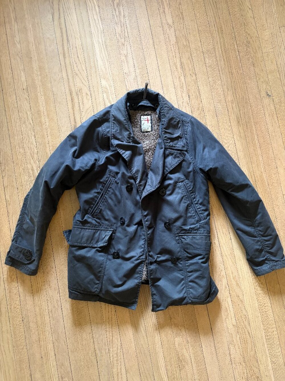 Vintage Relwen 2 in 1 lined Pea Coat Jacket with removable insulated liner